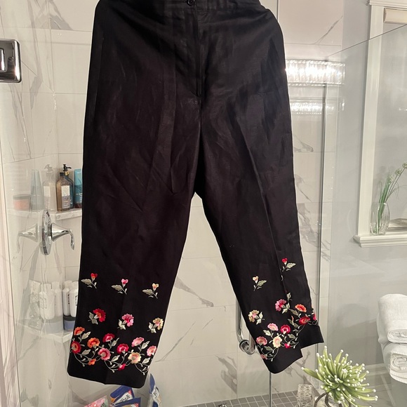 Larry Levine sport stretch embroidered summer pants, size 10 - Picture 10 of 17